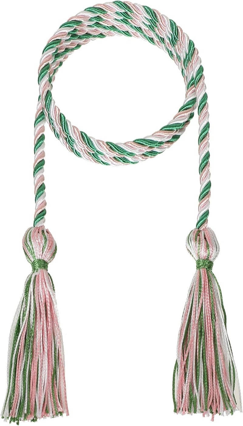 D DODOU 10 Pieces Graduation Cords Polyester Graduation Honor Braided Cords with Sewing Tassels for Bachelor, Master, Doctor 68" Long (Pink White Emerald Green) - Image 2